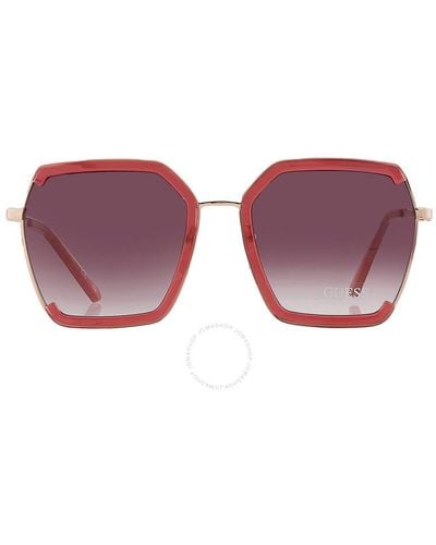 Guess Factory Bordeaux Gradient Butterfly Sunglasses Gf0418 69t 58 - Purple