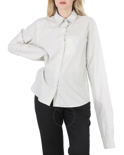 MM6 by Maison Martin Margiela Mm6 Ecru / Light Striped Oversized Cotton Shirt - White