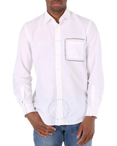 Burberry Optic Cotton Poplin Classic Fit Lace Detail Oxford Shirt - White