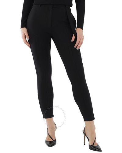 Burberry Strap Detail Stretch Crepe Jersey Pants - Black