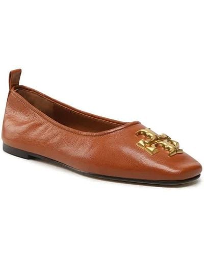 Tory Burch Eleanor Leather Ballet Flats - Brown