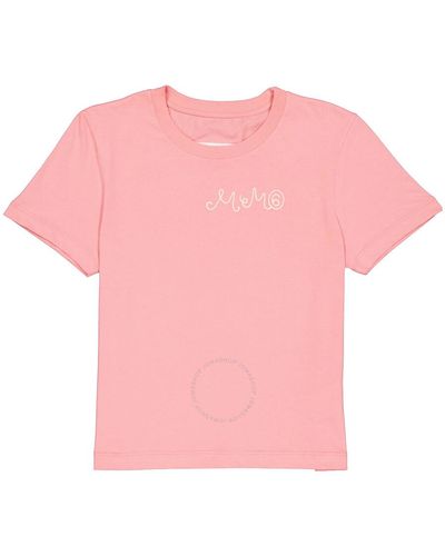 MM6 by Maison Martin Margiela Mm6 Short-sleeve Logo Embroidered T-shirt - Pink
