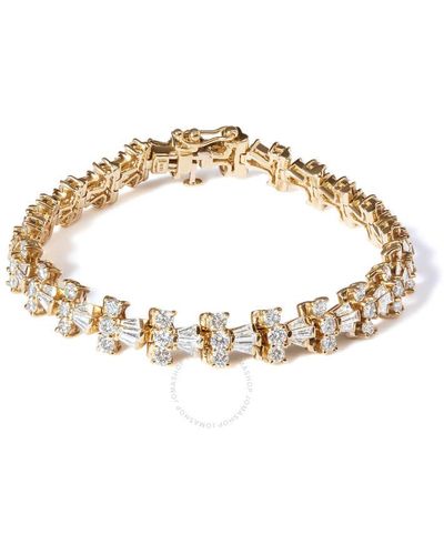 Haus of Brilliance 14k Gold 10 1/2 Cttw Diamond Tapered Baguette Sunburst Link Bracelet - Metallic