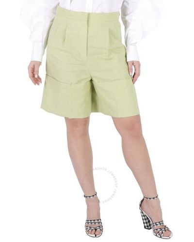 Burberry Mist Therry Cuff Detail Tailored Shorts - Green