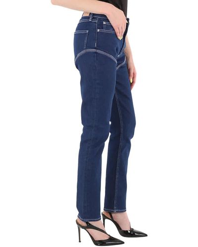 Burberry Felicity Contrast-stitch Skinny Denim Jeans - Blue