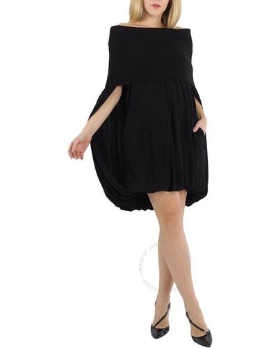 Burberry Off-the-shoulder Wool And Crepe Dress - Black