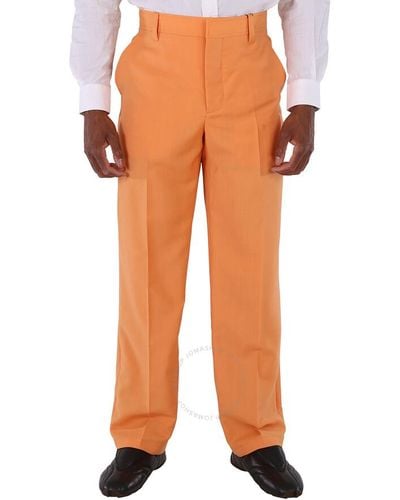 Burberry Amber Mohair Wool-blend Wide Leg Trousers - Orange
