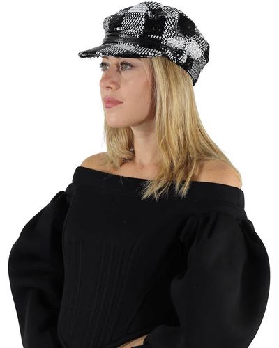 Maison Michel New Abby Damier Sequin Hat - Black
