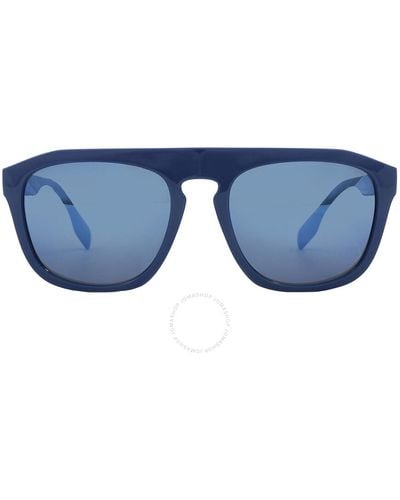 Burberry Wren Dark Grey Blue Mirror Pilot Sunglasses Be4396u 405825 57