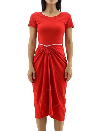 Marni Ruched Cut-out Round Neck Midi Dress - Red