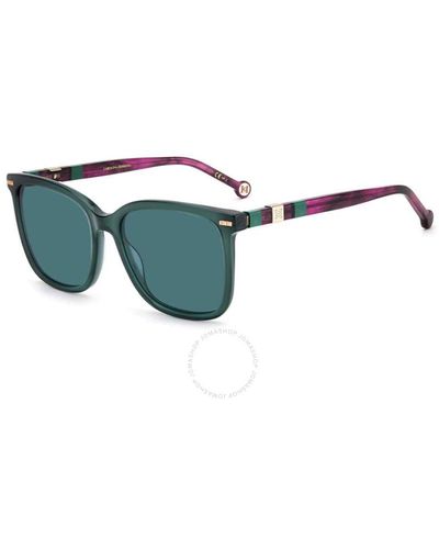 Carolina Herrera Teal Square Sunglasses Ch 0045/s 04lz/ku 57 - Green