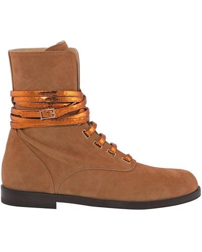 Giannico Hailey Calf Suede Lace-up Boots - Brown