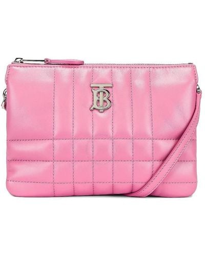 Burberry Quilted Leather Lola Pouch Bag - Pink