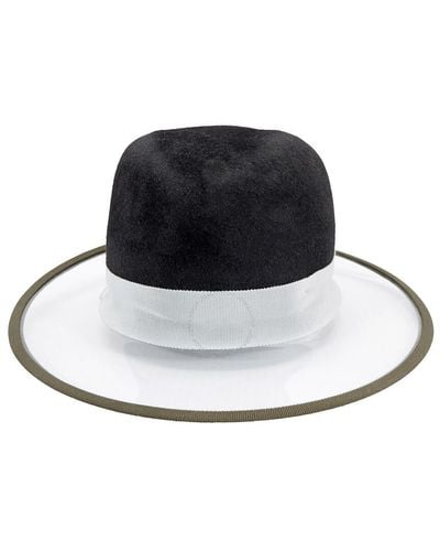 D'Estree Black Wide Brim Vinyl And Rabbit-felt Hat In Black