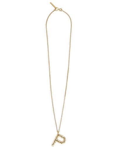 Burberry Alphabet 'p' Charm Gold Plate Necklace - Metallic