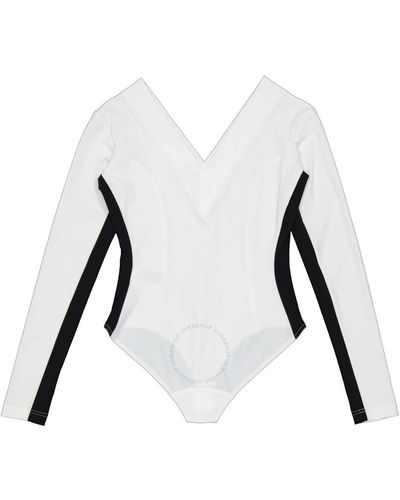 Burberry Two-tone Stretch Jersey Bodysuit - White