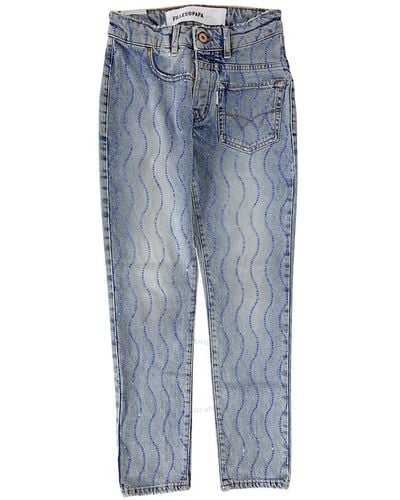 Filles A Papa Turner Crystal Embellished Jeans - Blue