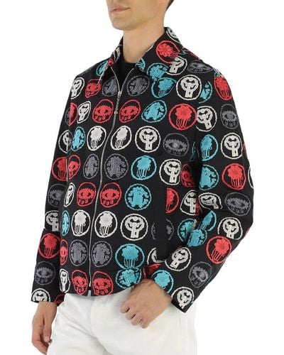 Roberto Cavalli Black / Multicolor Embroidered Lucky Coin Shirt Jacket
