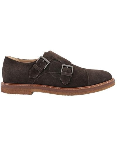 Tod's Dark Suede Lace-up Monkstrap Shoes - Brown
