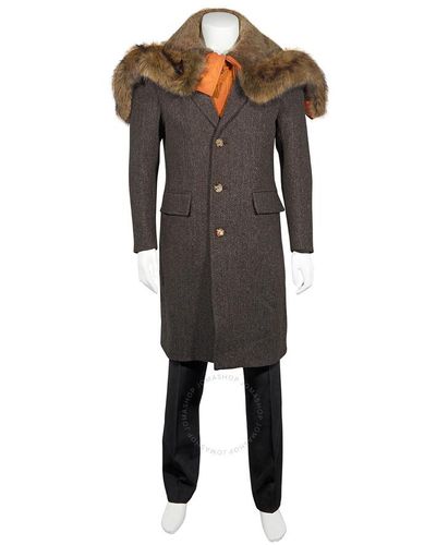 Burberry Herringbone Wool Tailored Single-breasted Coat - Black