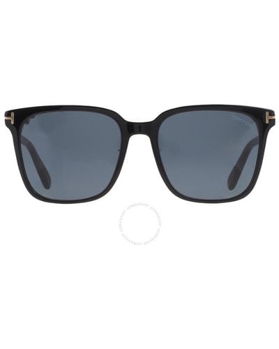 Tom Ford Square Sunglasses Ft0891-k 01a 55 - Blue