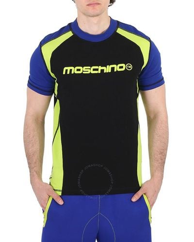 Moschino Multicolour Colour-block Logo T-shirt - Black