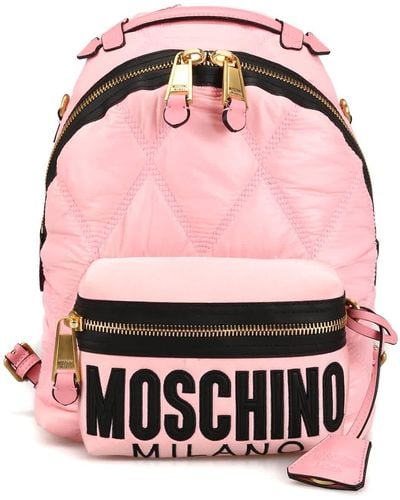 Moschino Mchino Diamond Quilted Nylon Backpack - Pink