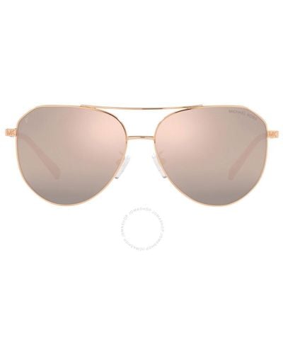 Michael Kors Cheyenne Rose Gold Mirrored Polarized Pilot Sunglasses Mk1109 1155m5 60 - Pink