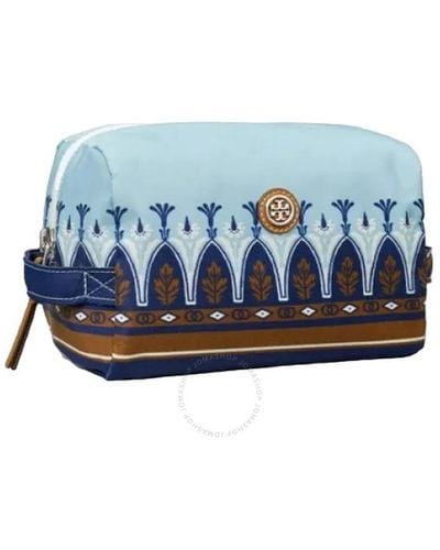 Tory Burch Nylon Printed Large Cosmetic Case - Blue