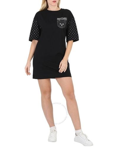 Moschino Teddy Bear Gem-logo T-shirt Dress - Black