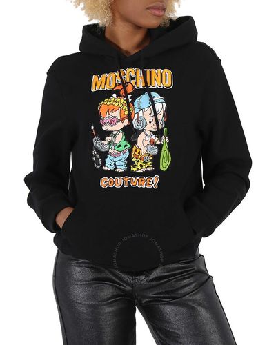 Moschino Graphic-print Pullover Hoodie - Black