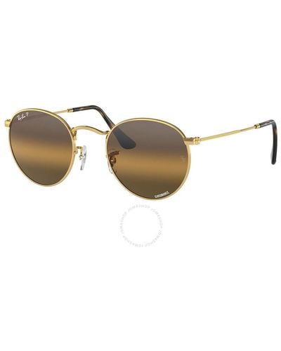 Ray-Ban Round Metal Chromance Silver/brown Sunglasses Rb3447 001/g5 50 - Metallic