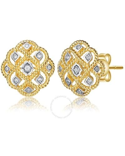 Rachel Glauber 14k Gold Plated And Cubic Zirconia Stud Earrings - Metallic