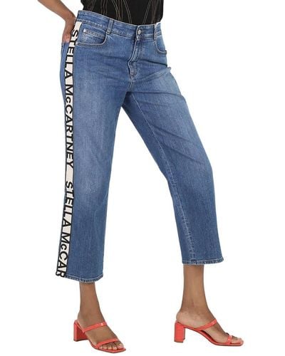 Stella McCartney Logo Tape Boyfriend Jeans - Blue