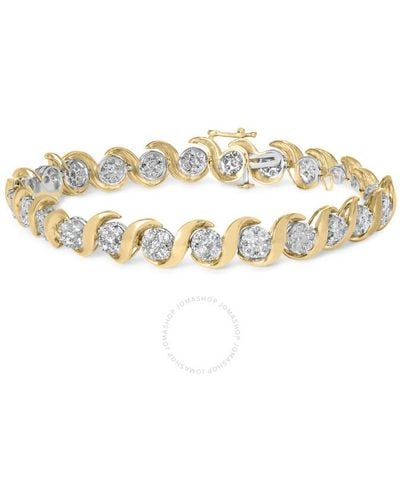 Haus of Brilliance 10k Gold 4.00 Cttw Round-cut Diamond Floral Link 7.5" Bracelet - Metallic