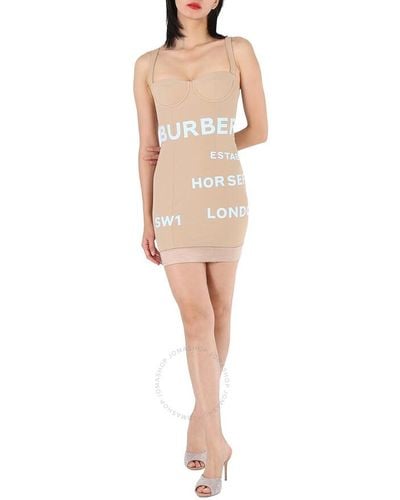 Burberry Soft Fawn Elsie Horseferry Print Corset Dress - Natural
