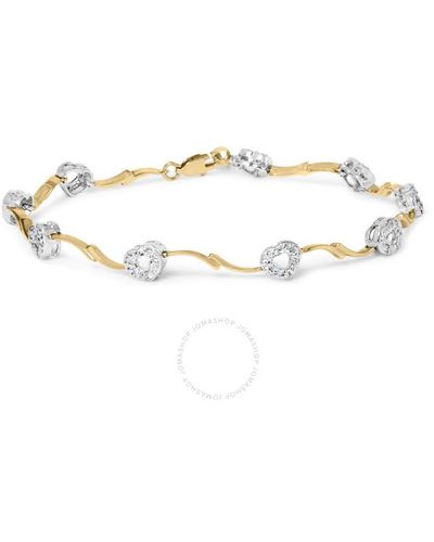 Haus of Brilliance 10k Two-tone Gold 1/3 Cttw Diamond Pave Set Heart S-link 7.25" Bracelet - Metallic