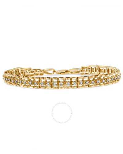 Haus of Brilliance 10k Yellow Gold Plated .925 Sterling Silver 2.0 Cttw Diamond Double-link 7'' Tennis Bracelet - Metallic