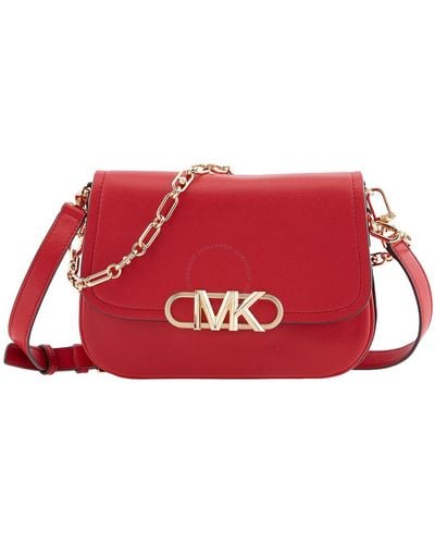 Michael Kors Leather Medium Parker Messenger Bag - Red