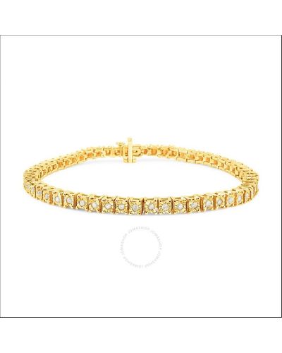 Haus of Brilliance 10k Yellow Gold Plated Sterling Silver 1.0 Cttw Diamond Square Frame Miracle-set Tennis Bracelet - Metallic
