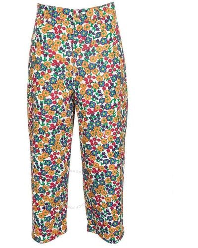 Marni Cropped Floral Trousers - Blue