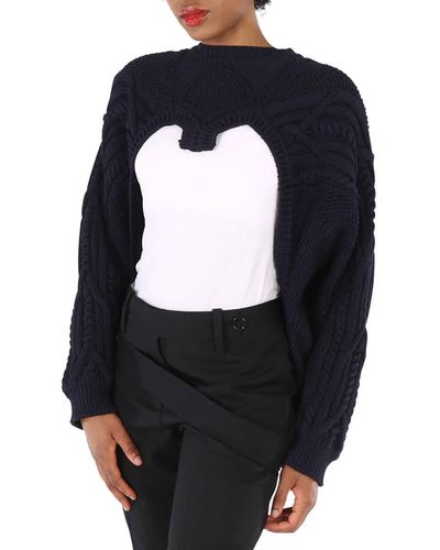 Burberry Cable Knit Open-front Sweater - Black