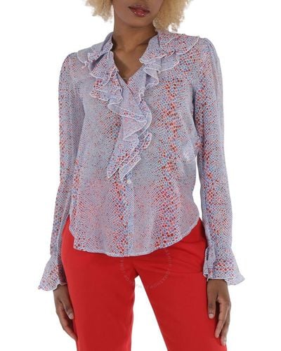 See By Chloé Floral Print Ruffle Blouse - Purple