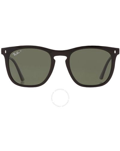 Ray-Ban Polarized Green Square Sunglasses Rb2210 901/58 53 - Brown