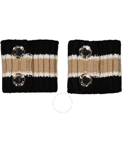 Burberry Rib Knit Technical Wool Cuffs - Black