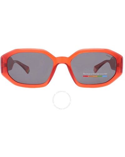 Polaroid Gray Geometric Sunglasses Pld 6189/s 0l7q/m9 55 - Red