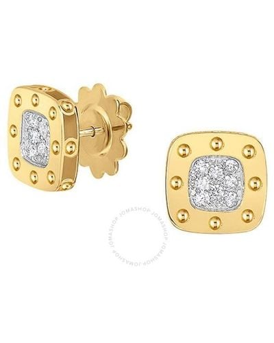 Roberto Coin Pois Moi 18kt Yellow Gold Square Diamond Stud Earrings - Metallic