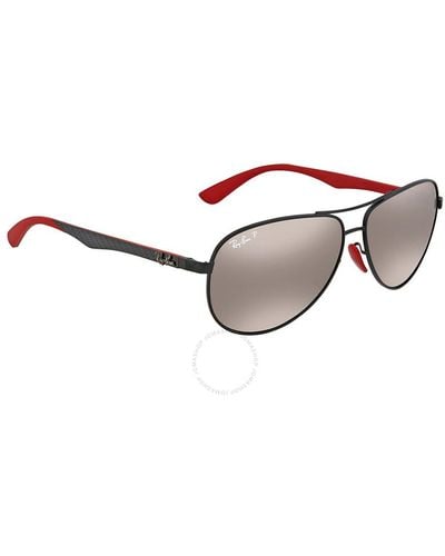 Ray-Ban Scuderia Ferrari Mirror Chromance Aviator Sunglasses Rb8313m F002h2 - Brown