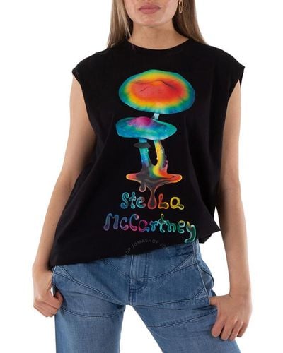 Stella McCartney Mushroom Print Cotton Tank Top - Black