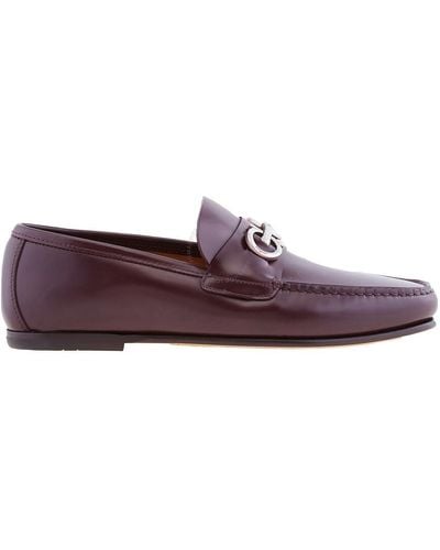 Ferragamo Galileo Gancini Ornament Slip-on Loafers - Purple